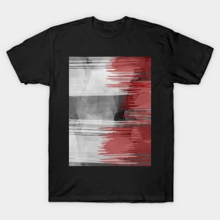 Chaos Gray Red Abstract Art Digital Painting T-Shirt